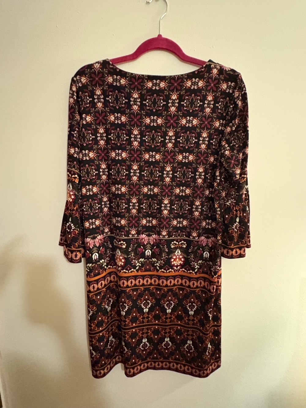 London Times Black Shift Dress with Pink and Orange Floral Print - Picture 2 of 4